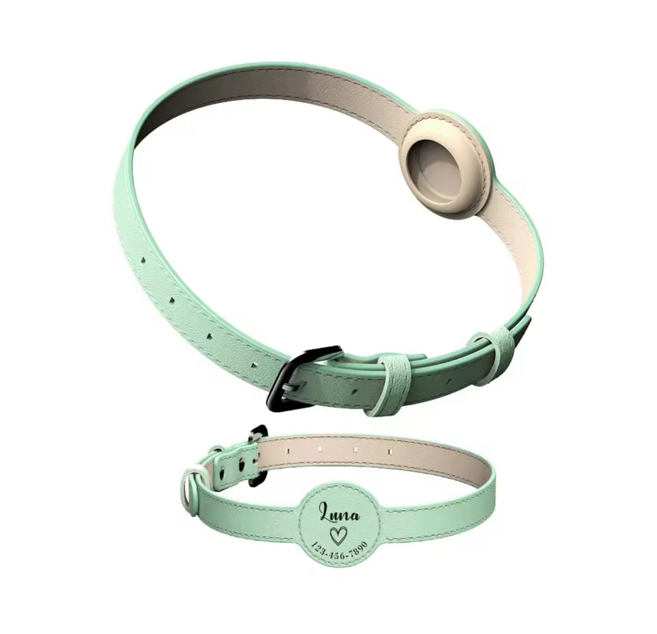 Handcrafted Leather Pet Collars with AirTag Support – Personalized for Your Furry Friend